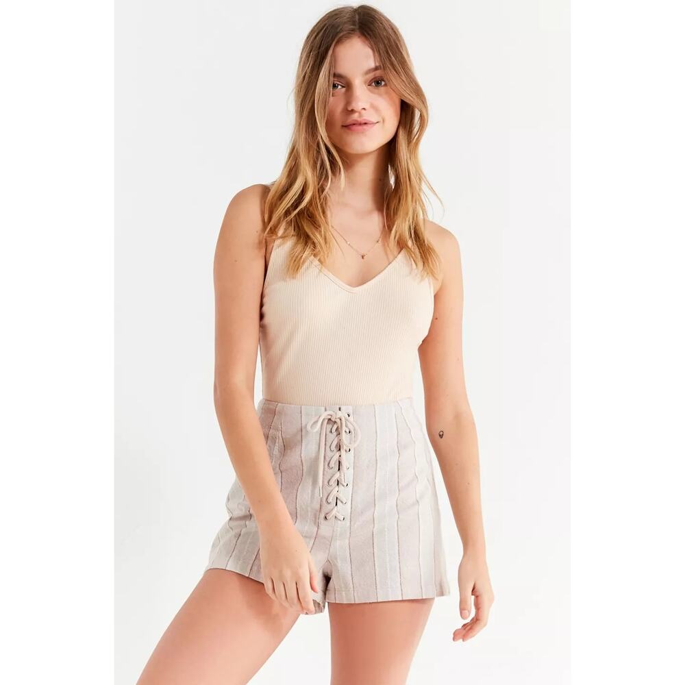 UO Tess Striped Lace-Up Short Size 2